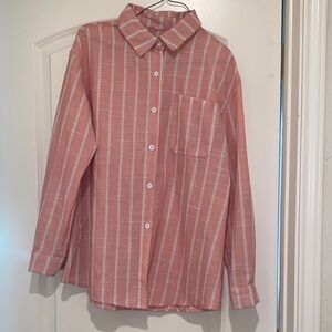 Women's Pink Striped Button Down Shirt